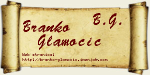 Branko Glamočić vizit kartica